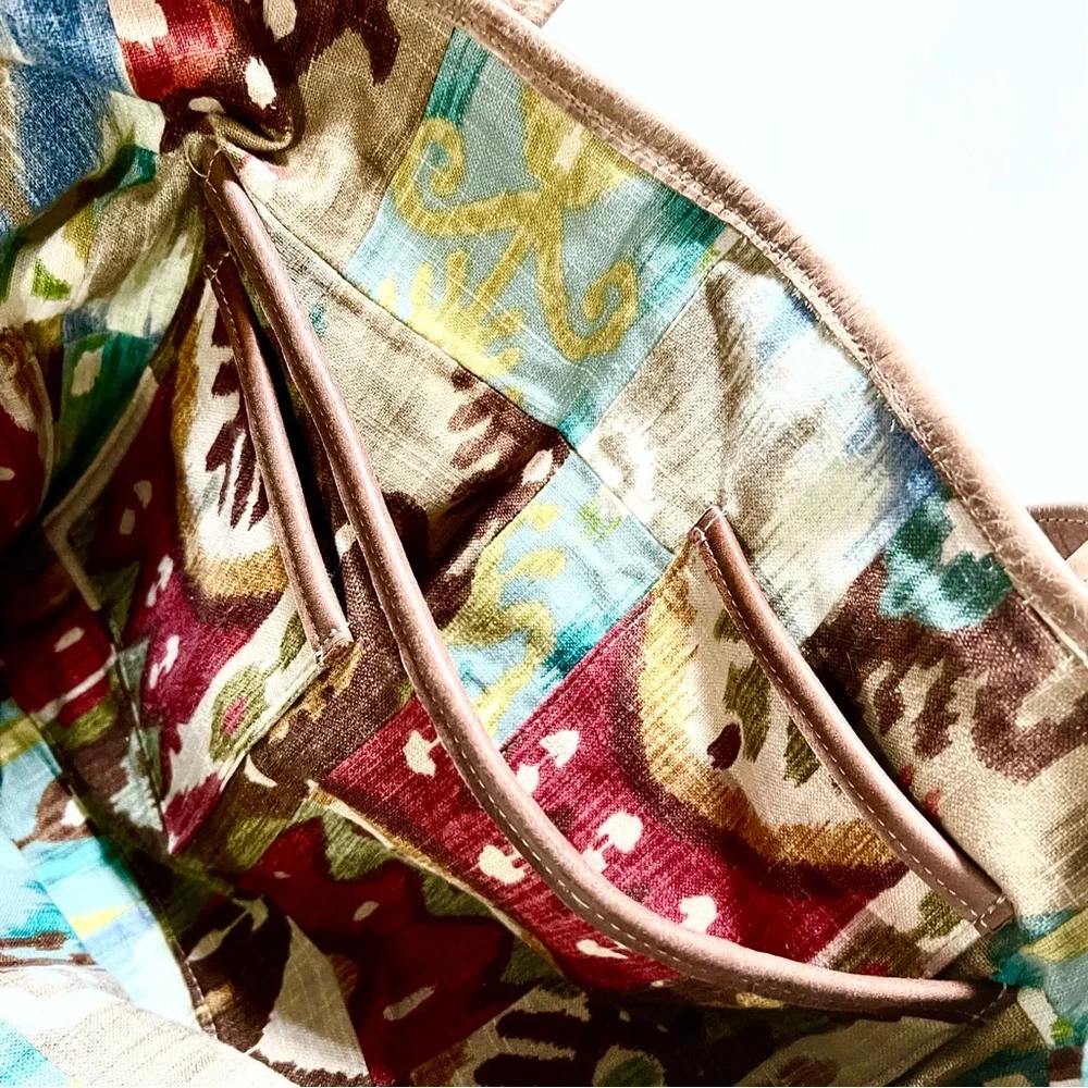 Southwestern Print Canvas Leather Diaper Bag Baby Bag